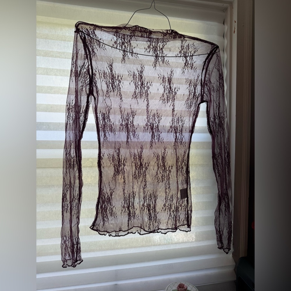 Elegant Sheer Lace Top - Dark Purple